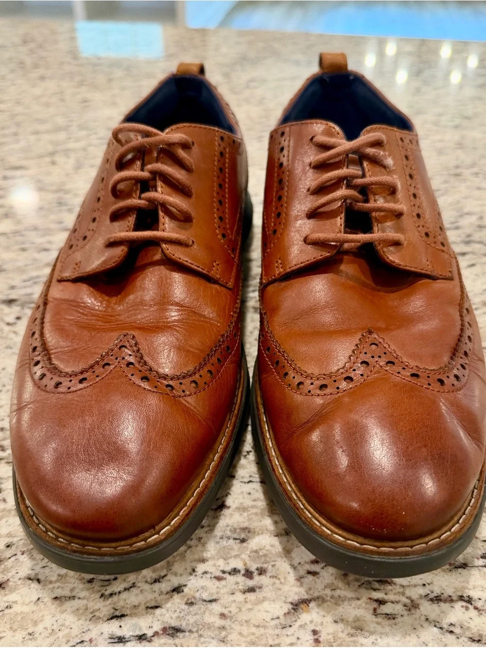 Cole Haan Mens Size 10.5 M Grand Evolution Leather Wingtip Oxford Shoes Brown